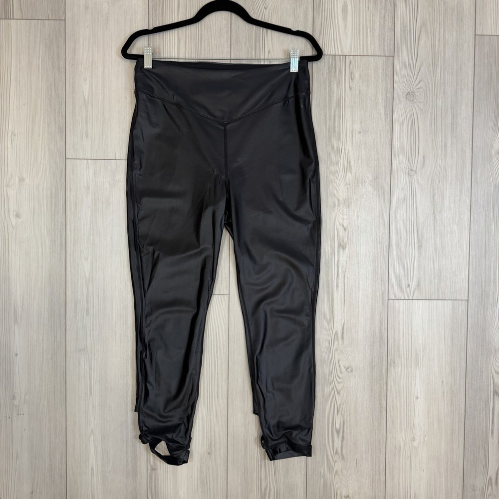 Good American black faux leather elite cutout leggings size 5